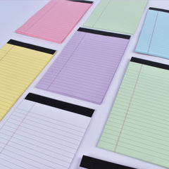 Stationery Factory Cheap 6 Colors 80gsm Paper 5*8 Inches 30 Sheets Ruled Line with Margin Writing Note Memo Legal Pad