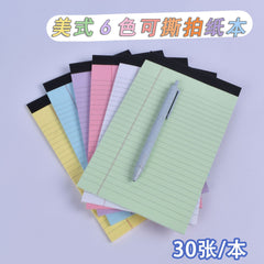 Stationery Factory Cheap 6 Colors 80gsm Paper 5*8 Inches 30 Sheets Ruled Line with Margin Writing Note Memo Legal Pad