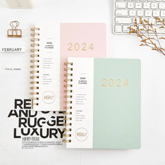 English 365 Days Coil Calendar Book 2024 Notebook Student Planner Colorful Business Agenda Book