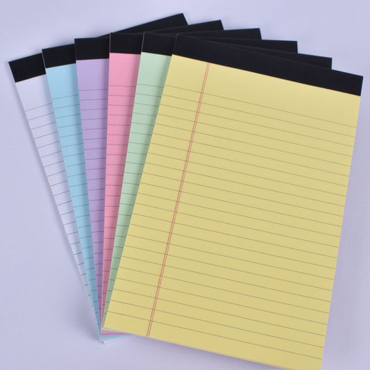 Stationery Factory Cheap 6 Colors 80gsm Paper 5*8 Inches 30 Sheets Ruled Line with Margin Writing Note Memo Legal Pad