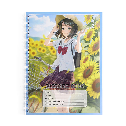 School Office Supplies Custom Printing 70 Sheets A4 College Rule Line with Red Margin Exercise Book Spiral Notebook