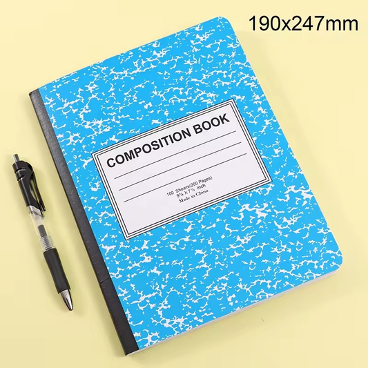 Custom Printing Coated Cover Stitched Spine 200 Pages Wide Ruled Composition Book School Exercise Notebook