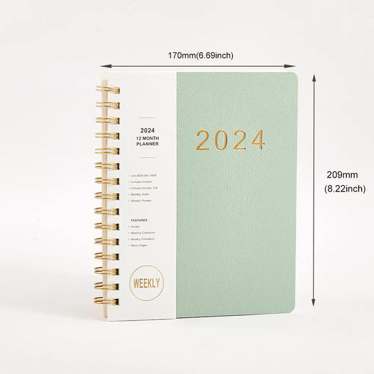 English 365 Days Coil Calendar Book 2024 Notebook Student Planner Colorful Business Agenda Book