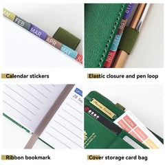 2024 New English Agenda Planner Imitation Leather 18 Months 2024 Planner Efficiency Manual Calendar Notebook
